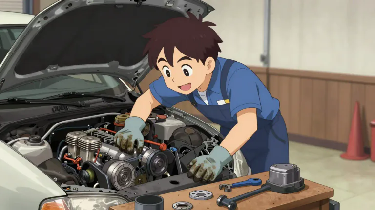 Visual representation of "gearhead" - A person who is very enthusiastic about cars and car mechanics.