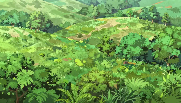 Visual representation of "vegetation" - Plants in general, or plants that are found in a particular area
