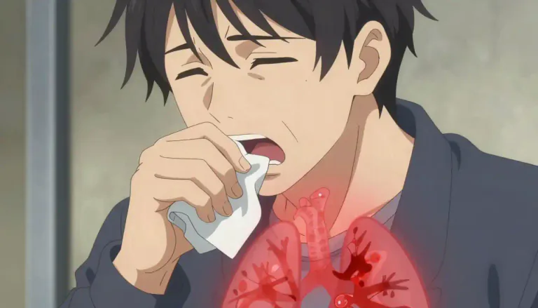 Visual representation of "hemoptysis" - The act of coughing up blood from the respiratory tract.