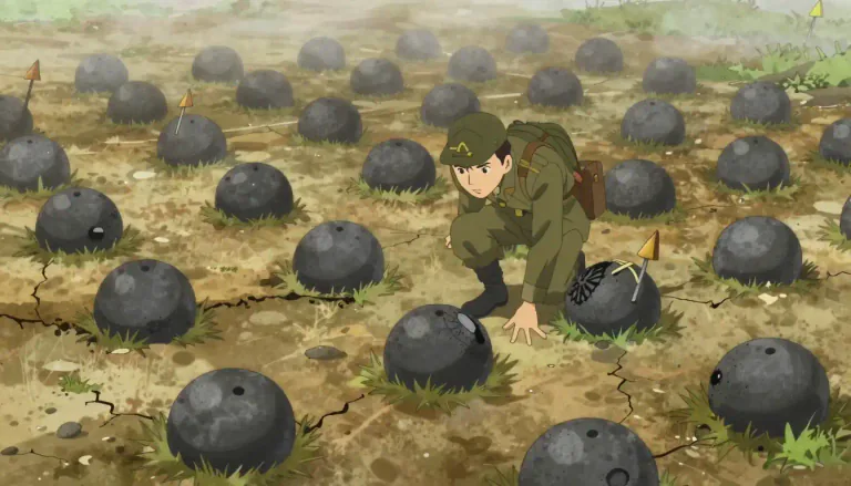 Visual representation of "minefield" - An area of land or sea where explosives have been hidden underground or underwater, usually used during a war.