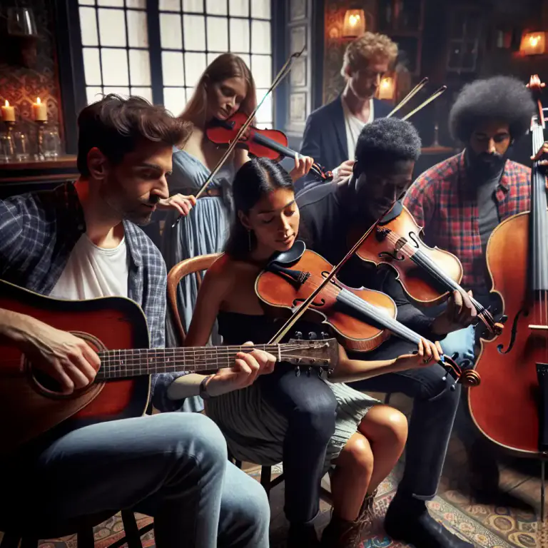 Visual representation of "acoustically" - By only using instruments that produce sound naturally.
