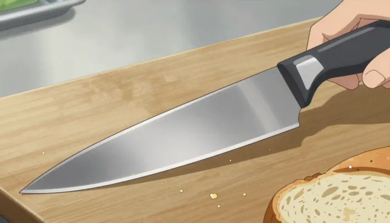 Visual representation of "knife" - A tool with a sharp edge, used for cutting or slicing food, objects or materials