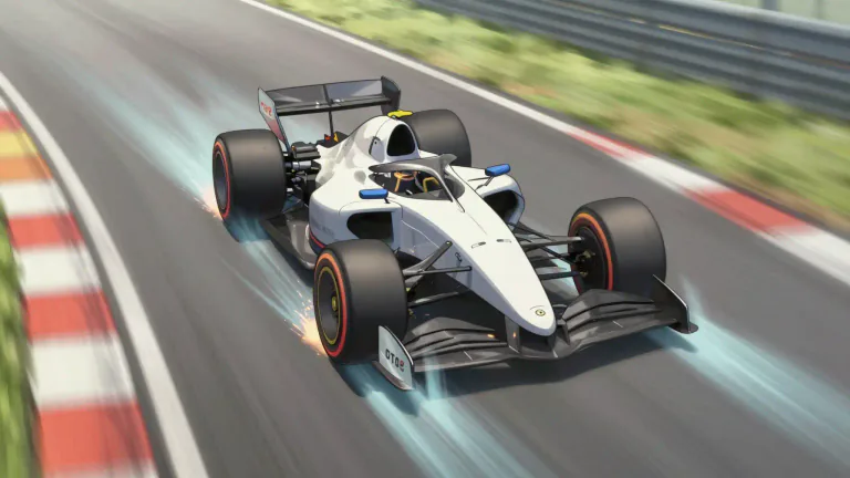 Visual representation of "downforce" - Downforce refers to the aerodynamic force that pushes a vehicle down towards the road, improving traction and grip.