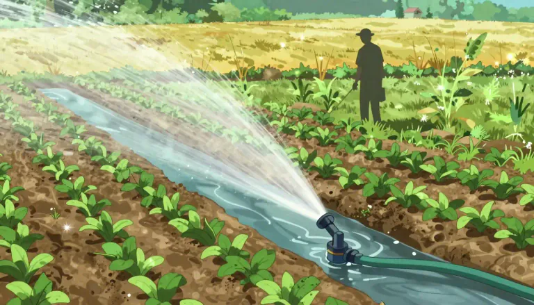 Visual representation of "irrigator" - A person or device that supplies water to land or crops.