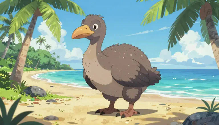 Visual representation of "dodo" - A big, extinct bird that could not fly and originally lived on the island of Mauritius.