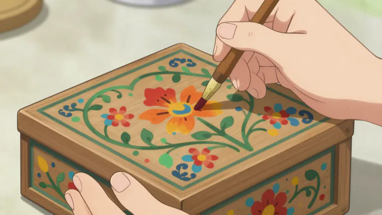 Visual representation of "tole" - A decorative art technique involving the painting of designs on a surface, often associated with folk art.