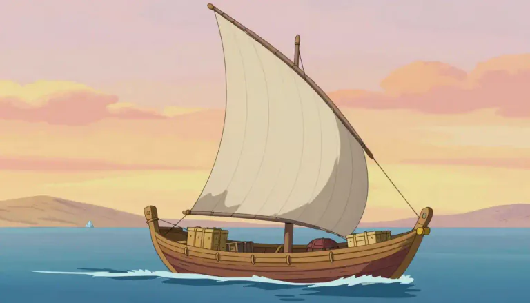 Visual representation of "dhow" - A type of boat traditionally used in the Middle East, especially for carrying goods.