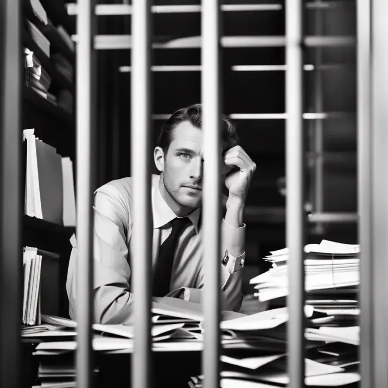 Visual representation of "behind bars" - Being held in a situation or place where one is unable to leave