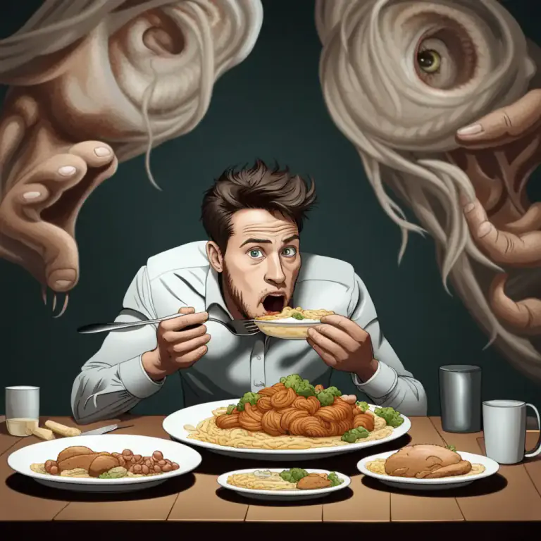 Visual representation of "wolf" - To eat something quickly and eagerly.
