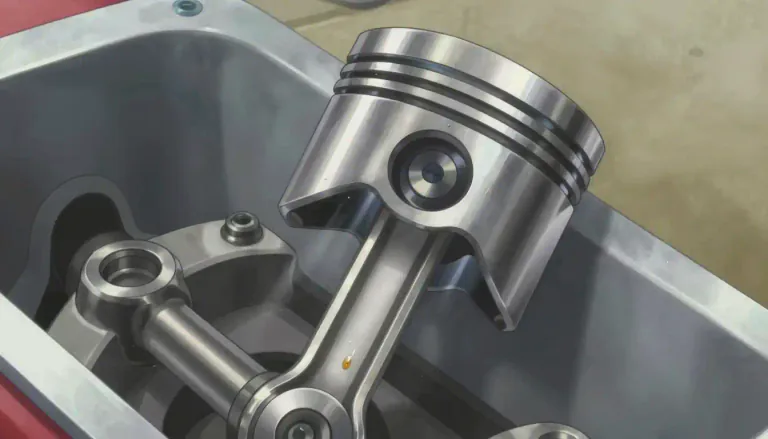 Visual representation of "piston" - A part in engine which moves up and down inside a cylinder and helps the engine work.