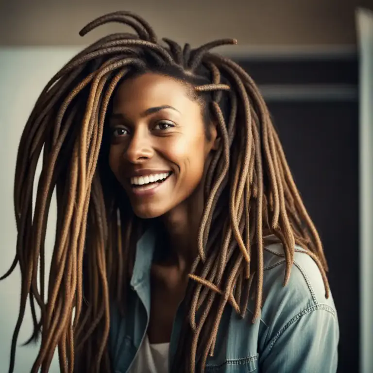 Visual representation of "dread" - A style of hairstyle where the hair is twisted into long thin pieces