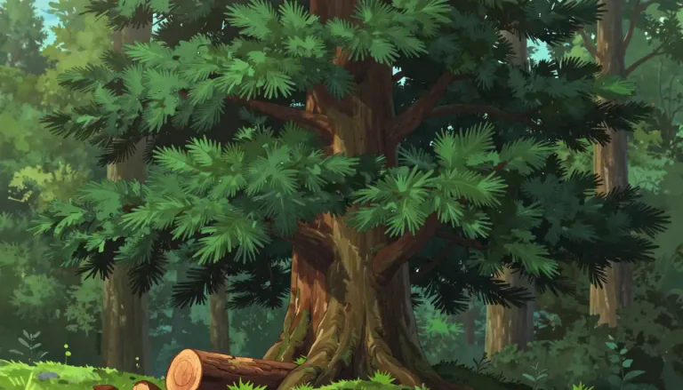Visual representation of "cedar" - A type of large tree with dark green leaves and hard, reddish wood.