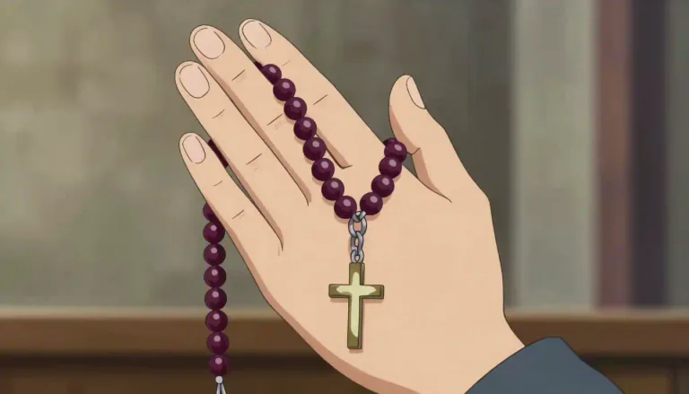 Visual representation of "rosary" - A string of beads used in prayer, especially in the Catholic Church