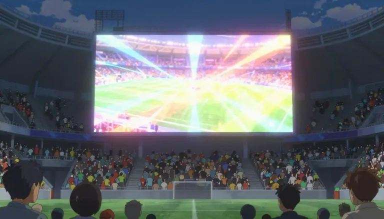 Visual representation of "jumbotron" - A very large screen used to project images or videos in public places, commonly at sports events and concerts.