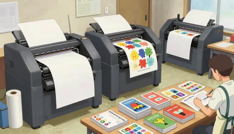 Visual representation of "printshop" - A business that specializes in producing printed materials such as brochures, flyers, or books.