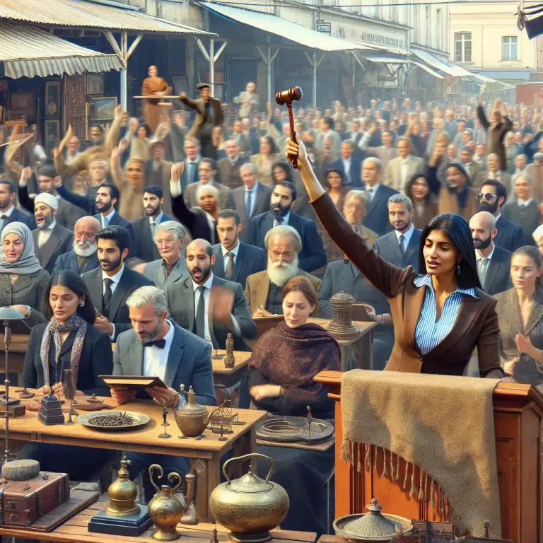 Visual representation of "auction off" - To sell something to the highest bidder