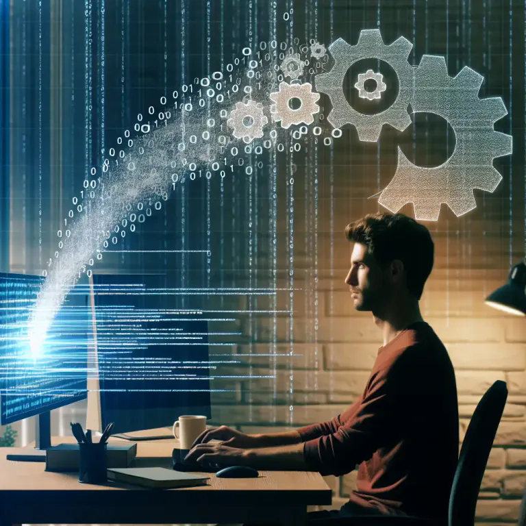 Visual representation of "compile" - In computing, to translate a program written in a high-level language into machine code or into a form suitable for execution.