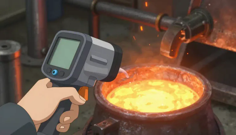 Visual representation of "pyrometer" - An instrument for measuring very high temperatures, often used in industrial processes.