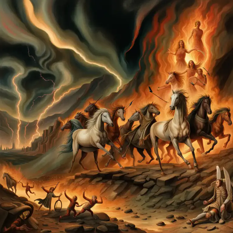 Visual representation of "apocalypse" - The complete and final destruction of the world as mentioned in the biblical book of Revelation