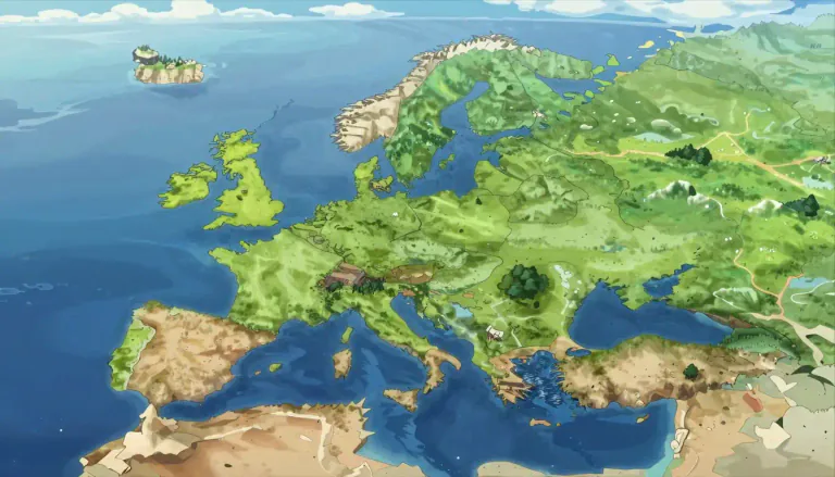 Visual representation of "landmass" - A large area of land, especially one that is significantly larger than an island.