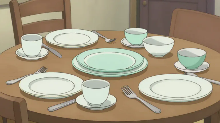Visual representation of "dishware" - Dishes used for serving and eating food, collectively referred to as dishware.