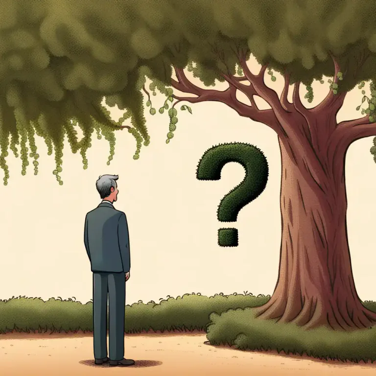 Visual representation of "beat about the bush" - To avoid talking about what is important.