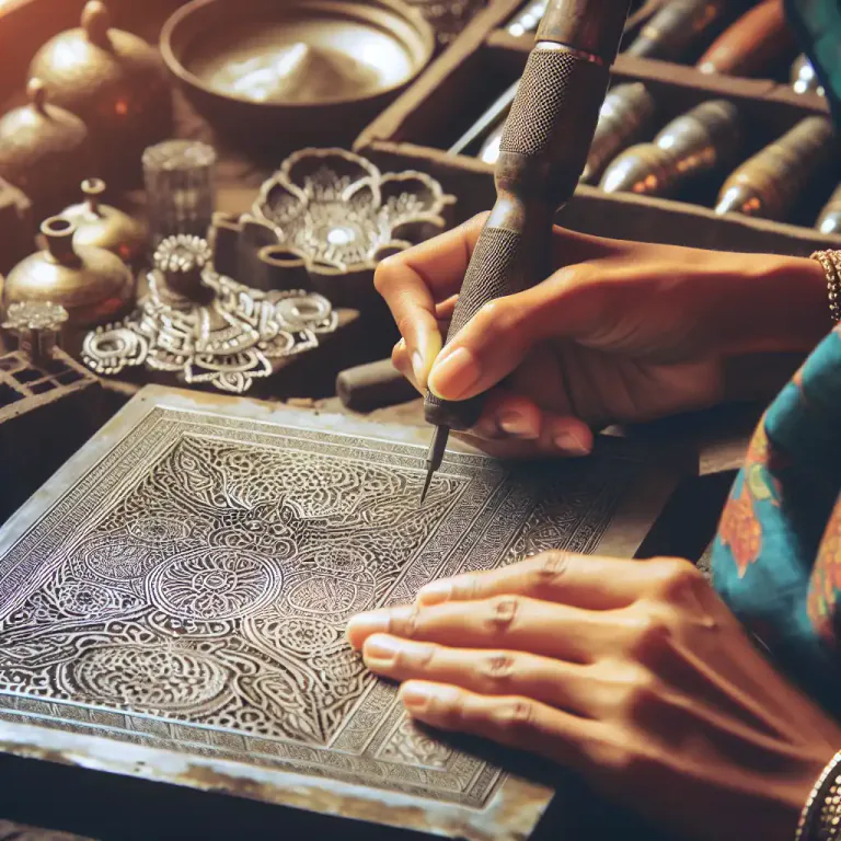 Visual representation of "roulette" - A tool used by a person working with glass or metalwork to cut or make patterns.