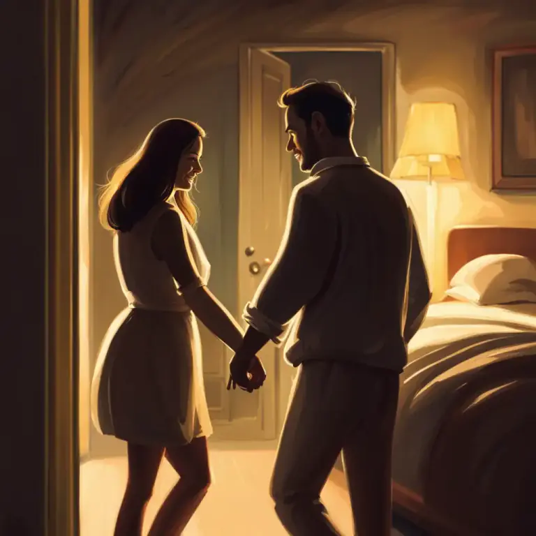 Visual representation of "spend the night with somebody" - To have a sexual encounter with someone, typically implying staying the whole night.