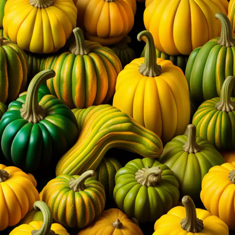 Visual representation of "squash" - Type of vegetable, usually round or long and large, that has a hard skin and is yellow or green.