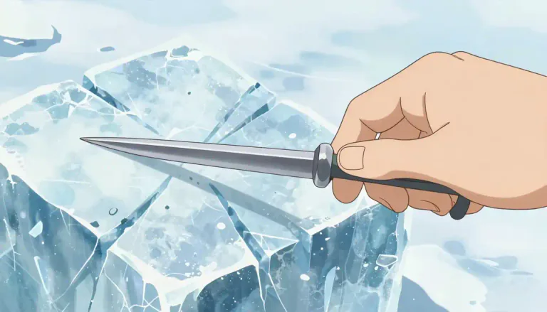 Visual representation of "icepick" - A pointed tool used for breaking ice into smaller pieces.