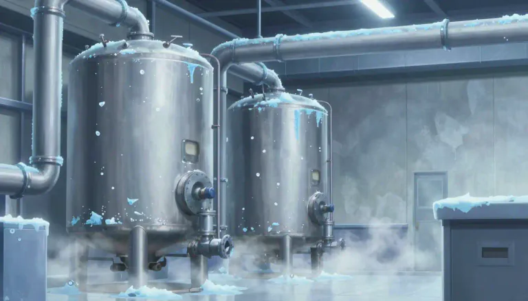 Visual representation of "cryogenic" - Relating to equipment and processes that involve the storage of materials at very low temperatures.