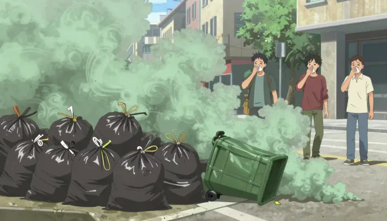 Visual representation of "stench" - A strong, unpleasant smell