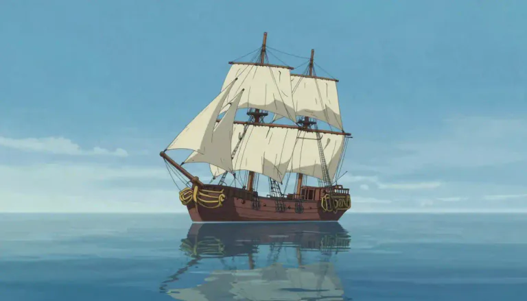 Visual representation of "becalmed" - Being in a calm or quiet state where there is no motion or progress.