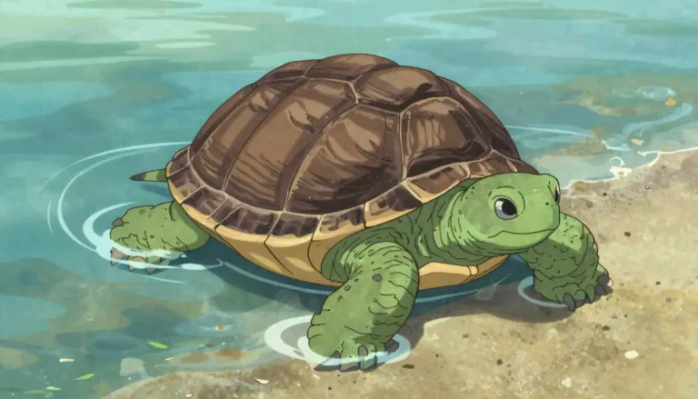 Visual representation of "turtle" - A reptile with a hard protective shell that lives in water or on land