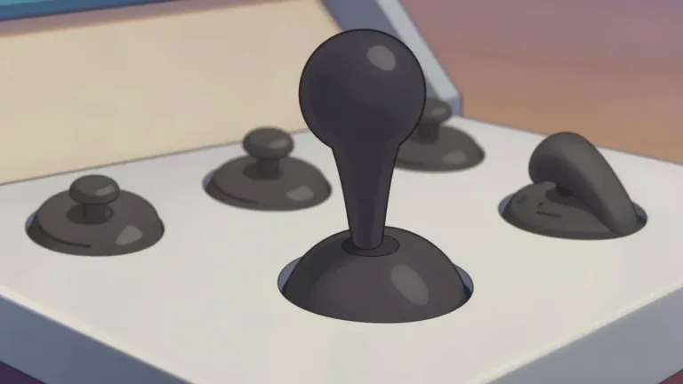 Visual representation of "joystick" - A joystick is a control device used in games and simulations to direct movement by tilting or pushing it in different directions.