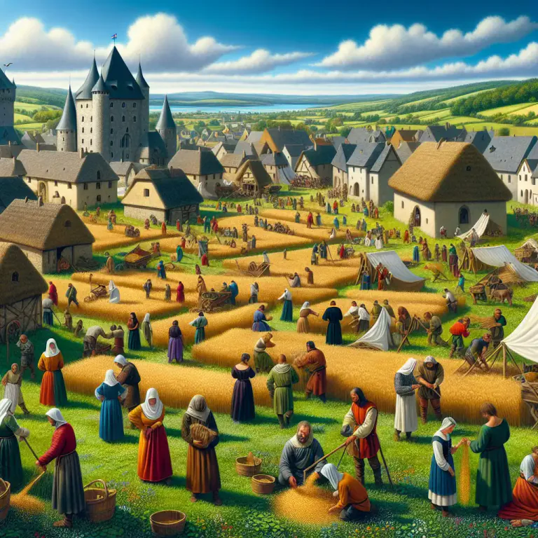 Visual representation of "peasantry" - In history, the part of the feudal system made up of peasants.