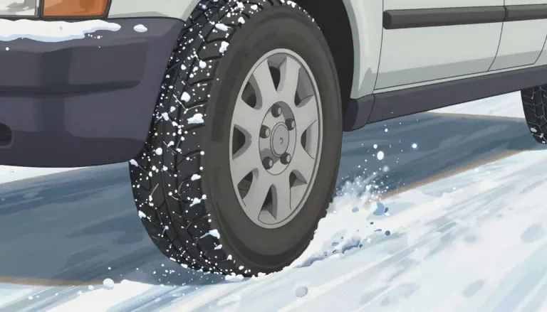 Visual representation of "traction" - The grip of a tire on a road or a wheel on a track.