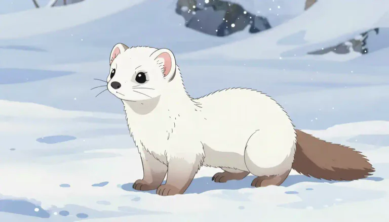 Visual representation of "ermine" - A kind of weasel with white winter fur