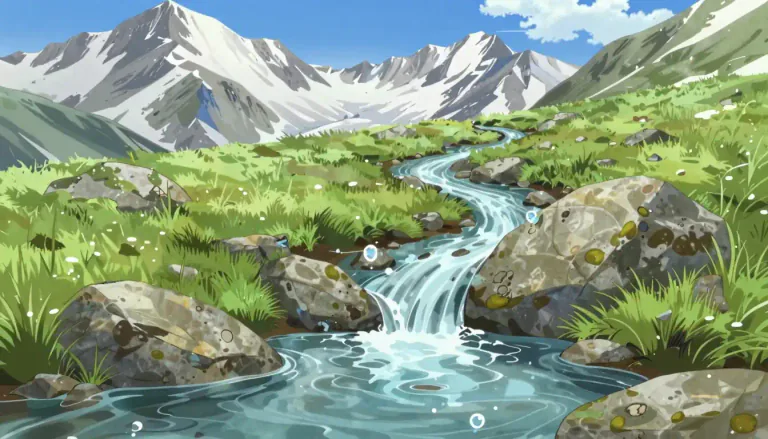 Visual representation of "headwaters" - The upper reaches of a river or stream where it begins.