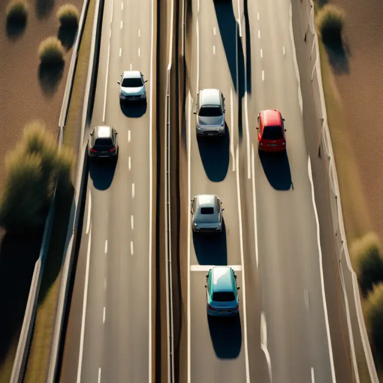 Visual representation of "cut in" - To move into a line of moving cars from a side road