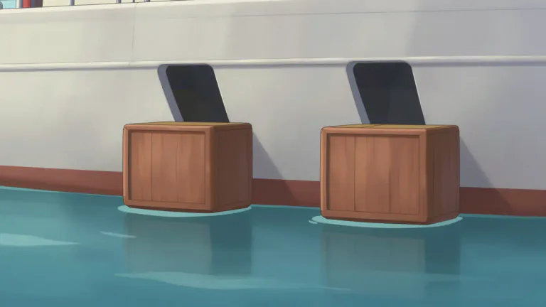Visual representation of "sponson" - A sponson is a structural projection on the side of a ship or a boat, designed to provide additional buoyancy, stability, or support for equipment.