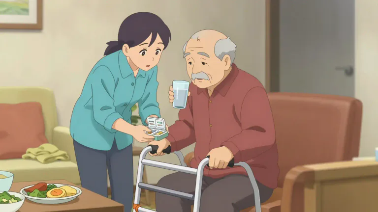 Visual representation of "eldercare" - The care and support provided for older adults to assist with daily living activities and health management.
