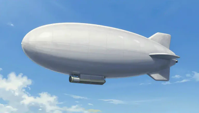 Visual representation of "dirigible" - An airship filled with gas that can be steered or guided.