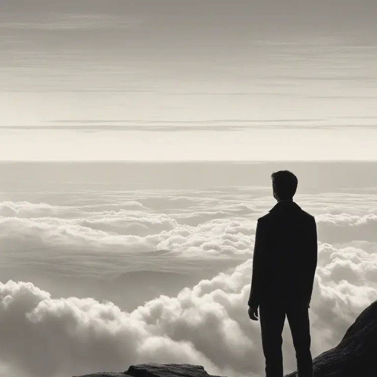 Visual representation of "in/into the distance" - Seeing or looking a long way off, not close at hand.