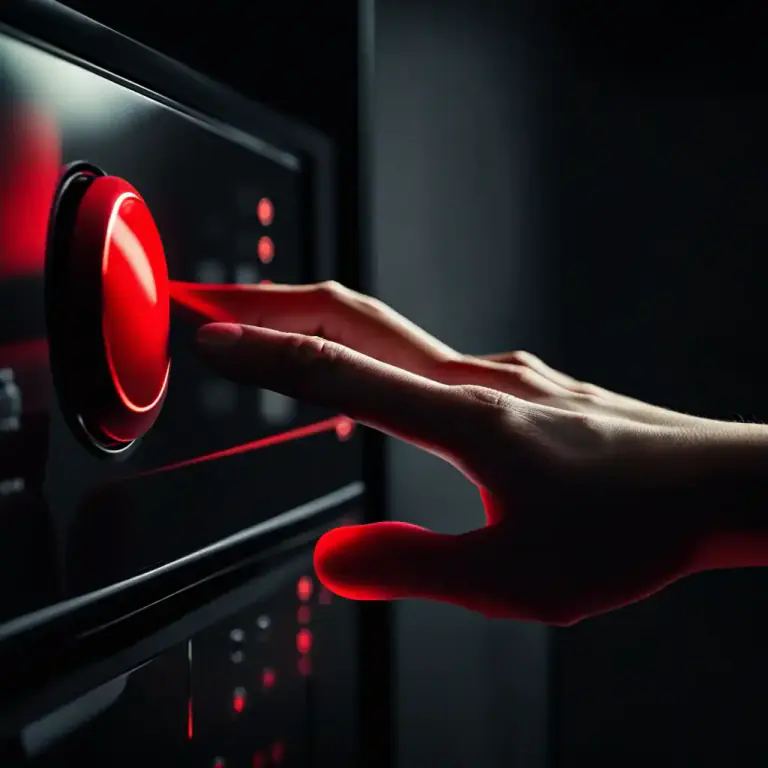 Visual representation of "switch off" - To stop a machine or electronic device by pressing a switch or button