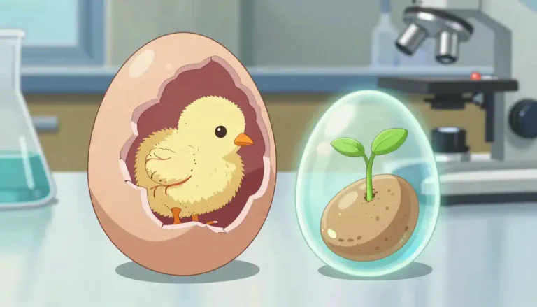 Visual representation of "embryology" - The science that studies how plants and animals grow inside the seed or the pregnant mother before they are born or hatched.