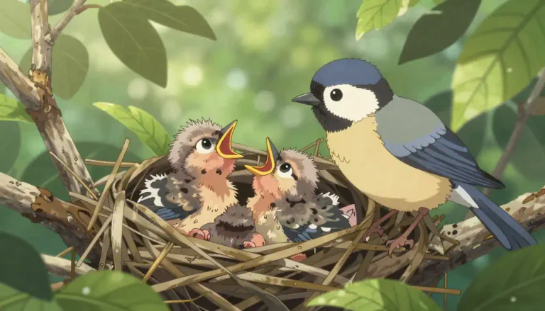 Visual representation of "cheep" - The light, high-pitched sound made by a baby bird.