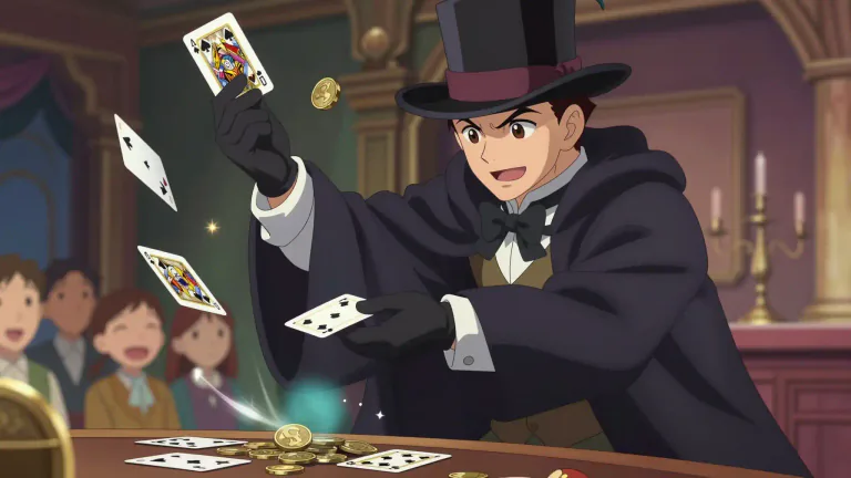 Visual representation of "prestidigitation" - The skill of performing tricks or magic using hands, often for entertainment.