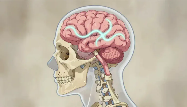 Visual representation of "intracranial" - Relating to or situated within the cranium (the skull).