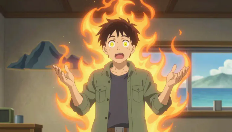 Visual representation of "afire" - To be filled with enthusiasm or strong feelings.